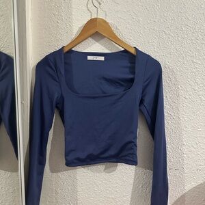 Elegant Blue Long Sleeve Top